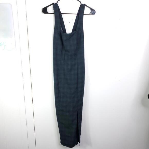 Vintage Dress Womens 2 Knapp Studio Jumper Midi Tartan Plaid Crossed Back - Picture 1 of 10